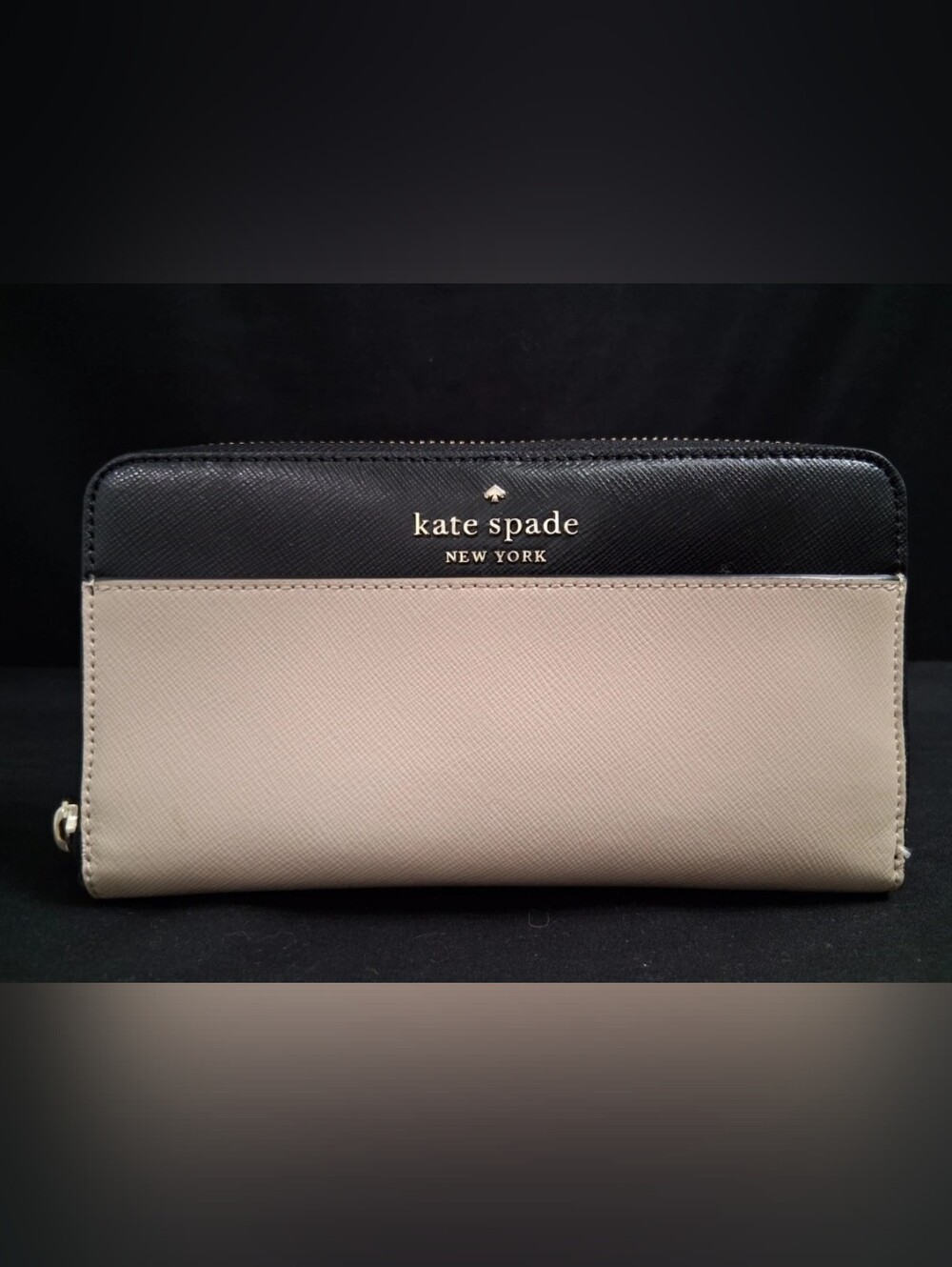 kate spade Two-Tone Black and Beige Zip Around Wallet